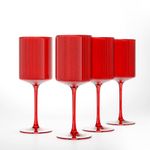 Anko Australia Linear Wine Glasses Set of 4 | 410ml | Red Wine Glass Set for All Occassions | Bar Accessories for Home, Restaurants, Parties | Ideal Gifting Set | 100% Lead & Cadmium Free