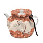 Poceacles Bohemian Mandala Dragonfly Print Tea Cosy Dust Cover for Tea Kettle Insulated Tea Cozy Breakfast Warmer Washable Oil-Proof Dust-Proof Protective Cover for Teapots Coffee Pot