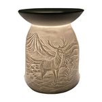 Cello Tealight Wax Melt & Oil Burner, Highland Stag, Stunning Porcelain Decor. Use as Wax Melt Burners or Essential Oil Burner and Magically Fragrance Your Room. Deer Ornament and Deer Gifts For Women