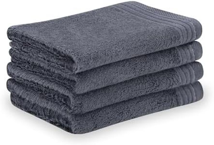 SERISIMPLE Premium Viscose Bamboo Washcloth Set - Pack of 4, 13x13 in Soft and Absorbent, Durable and Comfortable, Suitable for Body & Face, Baby and Adults (Grey/Stripes)