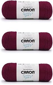 Caron Simply Soft Burgundy Yarn - 3 Pack of 170g/6oz - Acrylic - 4 Medium (Worsted) - 315 Yards - Knitting, Crocheting & Crafts