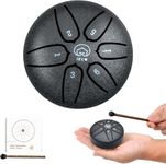 Buddha Stones Mini Steel Tongue Drum 3 Inch 6 Notes Steel Drum Instrument, Ethereal Drum for Kids Adults, Handpan Drum for Meditation Sound Healing
