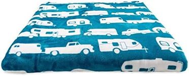 Camco 53440 "Life is Better at the Campsite" Plush Fleece Blanket - Queen Size, Blue