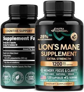 Lions Mane Supplement Capsules - Organic Lions Mane - Made in USA - Fruiting Bodies Extract - 1200 mg, 25% Polysaccharides - Memory & Focus Support - As Lions Powder - 120 Capsules, 2 Month Supply