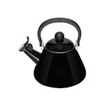 Le Creuset Kone Stove-Top Kettle with Whistle, Suitable for All Hob Types Including Induction, Enamelled Steel, Capacity: 1.6 L, Black Onyx, 40101021400000