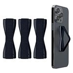 kwmobile Finger Holders for Smartphones - Set of 3 Self Adhesive Elasticated Finger Holder Straps for Phones - Metallic Zodiac Blue