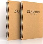 2 Pack A4 Sketchbook Spiral Bound Sketch Pad, White Drawing Artist Paper 160gsm Cartridge Paper - Drawing Pads 60 Page/ 30 Sheets
