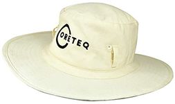 Coreteq Unisex 100% Cotton Canvas Cricket Round Hat Sports Lightweight Big Brim With Loops (Large, Natural White)