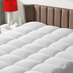 1000GSM Mattress Topper Queen Size Thick Mattress Pad 400TC Soft Top Cooling Pillow Top Mattress Cover Fitted Mattress Protector Deep Pocket fits 8-21 Inches Mattress (60x80 Inches, White)