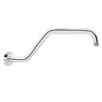 KAPHOME High Rise Shower Arm with Flange,15.5 Inch Gooseneck Shower Arm Extension,Stainless Steel S Shaped Shower Arm,Chrome,9Z1MK