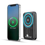 Kratos Legend Prime Mini Wireless Powerbank 10000mAh 15W Magnetic Wireless Fast Charging Power Bank with 22.5 USB Type C Output & Input Compatible with iPhone 12&Above & Other QI Enabled Devices,Black