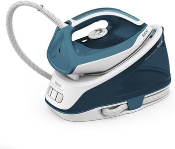 Tefal SV6115 Express Essential Dampfbügelstation|5,2 bar|Dampfstoß: 280 g/Min.,Dauerdampfmenge: 120 g/Min.|Calc Clear-Technologie|Xpress Glide Bügelsohle|2200W| 1.4L|36.2x17.9x25.6 cm,Blau/Weiß