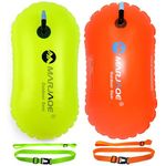 Swim Buoy Float - 2 Packs Swimming Bubble Safety Float with Adjustable Waist Belt for Open Water Swimmers,Triathletes,Snorkelers,Safe Swim Trainers,Kayakers (Neon Yellow+Orange)