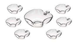 HOMIES INTERNATIONAL Apple Glass Ice Cream Serving Bowl Dish Plate - Set of 6+1 Piece