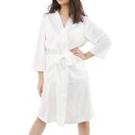 Enchant Home Premia - Pure Cotton | Highly Absorbent| Super Soft | Light Weight| Unisex Waffle Design Bath Robe - White