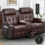 Aotolo Reclining Loveseat, Massage Loveseat Recliner Sofa Heavy Weight Capacity, RV Love Seat Chair Clearance with Console, USB, Type C Port, Storage, Cup Holders, Wall Hugger Couch for Living Room