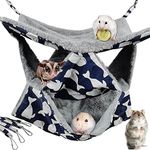 Pet Cage Hammock, 3-Layer Hamster Hanging Bed Plush Sugar Glider Cage Chinchilla Swing Nest Guinea Pig Nap Sack Warm Ferrets Hideout Accessories Toy for Small Animals Rat Rabbit Squirrel (M)