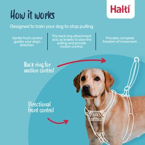 HALTI No Pull Dog Harness, Medium – Black Adjustable Training Harness