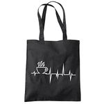 HotScamp Coffee Heartbeat - Tote Shopping Bag - coffee lover caffeine One size black