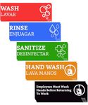 Wash Rinse Sanitize Sink Labels Signs with Wash Hands Sign (12 Labels - 2 FULL SETS 7.3 x 2.5 in) - Ideal for Restaurant Sinks, 3 Compartment Sink, Food Trucks, Commercial Kitchens & More