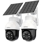 AOSU 3K/5MP Solar Security Cameras Wireless Outdoor, WiFi Camera Surveillance Exterieur for Home Security, Panoramic PTZ, Auto Tracking, Human/Vehicle Detection, Night Vision (2 Pack)