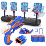 Electronic Digital Target with Gun Toy for Nerf, Pistol Toy with Foam Bullets for 3 4 5 6 7 8 9 10 Year Old Kids Boy Girl Children Shooting Game Xmas Birthday Gift Present Stocking Filler Cool Stuff