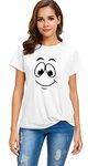 Workshop Graphic Printed T-Shirt for Women | Face Expression, Mood Swing, Emojis Stylish Gifts Round Neck Girls T Shirts Half Sleeve M