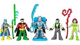 Fisher-Price Imaginext DC Super Friends Preschool Toys Batman Battle Multipack 9-Piece Figure Set with Light-Up Backpack for Ages 3+ Years