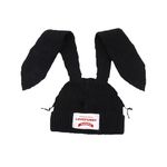 Pooyikoi Knit Beanie Hats Cute Bunny Long Ears Grunge Hat Fluffy Winter Cap Warm Knit Rabbit Crochet Outdoor Slouchy Hat, Black, One Size