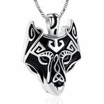 Yinplsmemory Cremation Jewelry Viking Wolf Head Urn Necklace for Ashes for Men Ashes Keepsake Urn Jewelry for Human Ashes/Pet Ashes,Wolf Jewelry Gift