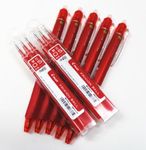 Pilot Frixion Ball Knock Retractable Erasable Gel Ink Pens,fine Point, 0.5 mm - Red Ink- Value Set of 5 & 6 Gel Ink Pen Refill Pack