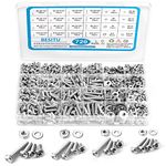 Besitu 720Pcs Machine Screw Assortment Kit, 10-24#8-32#6-32#4-40 Phillips Pan Head Assorted Nuts Bolts and Flat Washers Kit, Stainless Steel Screws Hardware Assortment with Case