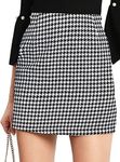 Floerns Women's Plaid High Waist Bodycon Mini Skirt Black Houndstooth L