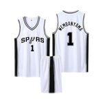 Basketball Jersey Shirt and Shorts Kids/Adult 2024, Basketball Kit No.1 for Kids/Adult, Sleeveless Basketball Jersey T-Shirt Vest and Shorts Kids/Adult White M