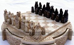 Masters Traditional Games Isle Of Lewis Chess Set - Compact 9 inch Resin Chess Cabinet and Chessmen - Cream