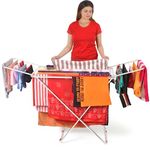 LiMETRO STEEL Stainless Steel Clothes Drying Stand Foldable Cloth Racks for Drying Clothes (Pipe)