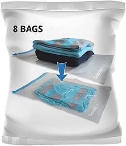 RoomierLife 8 Travel Space Saver Bags. Pack of 8 Bags, Size Medium to Large. Roll-Up Compression Storage (No Vacuum Needed) & Packing Organizers. Perfect for Travel and Home Storage