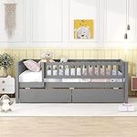 DEINPPA Twin Bed with Drawers, Kids