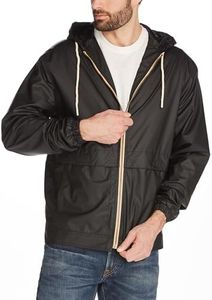 Weatherproof Vintage Men’s Lightweight Waterproof Coated Hooded Rain Jacket – Best Travel Rain Jacket, Windbreaker Raincoat with Hood for Men, Light Waterproof Rain Slicker, Black Large