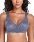 Lemorosy Full Coverage Non Padded Wireless Minimizer Bra Women's Plus Size Underwear Comfort and Double Support for Large Bust(Grey Blue,38DD)