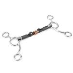 Acouto Horse Bit, Horse Chew Stainless Steel Gag Bit with Black Steel Mouth, Snaffle Bits for Horses Double Jointed Wire Wrapped 5.5 Inch Mouth for Training Equestrian Equipment