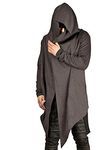 poriff Mens Shawl Collar Cardigan Long Open Cardigan for Men Draped Hoodie Brown S