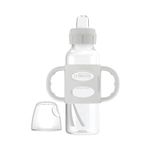 Dr. Brown's Narrow Transitional Sippy Bottle with Silicone Handles, 8oz/250ml - Gray