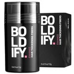 BOLDIFY Hair Fibers for Thinning Hair (BLACK) Undetectable & Natural - 12gr Bottle - Completely Conceals Hair Loss in 15 Sec - Thickener & Topper for Fine Hair for Women & Men