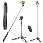 Wecool S5s Selfie Stick with Tripod Stand 360 Degree, Extendable Upto 62inc / 157cm Long Selfie Stick with 6 Section Stable Base for Mobile/GoPro/Camera, Perfect for Vlogging & Photoshoot