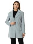 Lady Leaf Winter Wear Casual Tweed led flock Solid Womens Blazer's (9505 ocean blue)