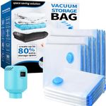 Vacuum Storage Bags 10 Pack with Electric Pump, 2XL+2L+2M+4S Reusable Vacuum Bags for Storage for Bedding Pillows, Moving and Travel, Space Saver