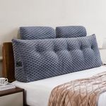 Large Headboard Pillow - Triangular Headboard Wedge Pillow with Head Roll Pillow Backrest Pillows Bed Rest Reading Pillows for Sitting in Bed Backrest Positioning Support (Grey,Queen:59x8x20 Inches)