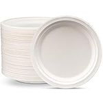 100% Compostable 9 Inch Heavy-Duty Plates [125 Pack] Eco-Friendly Disposable Sugarcane Paper Party Plates