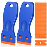 2PCS Plastic Scraper with 100 Plastic Blades, Multipurpose Plastic Scraper Non-Scratch Scraper Tool Kits for Cleaning Labels and Decals